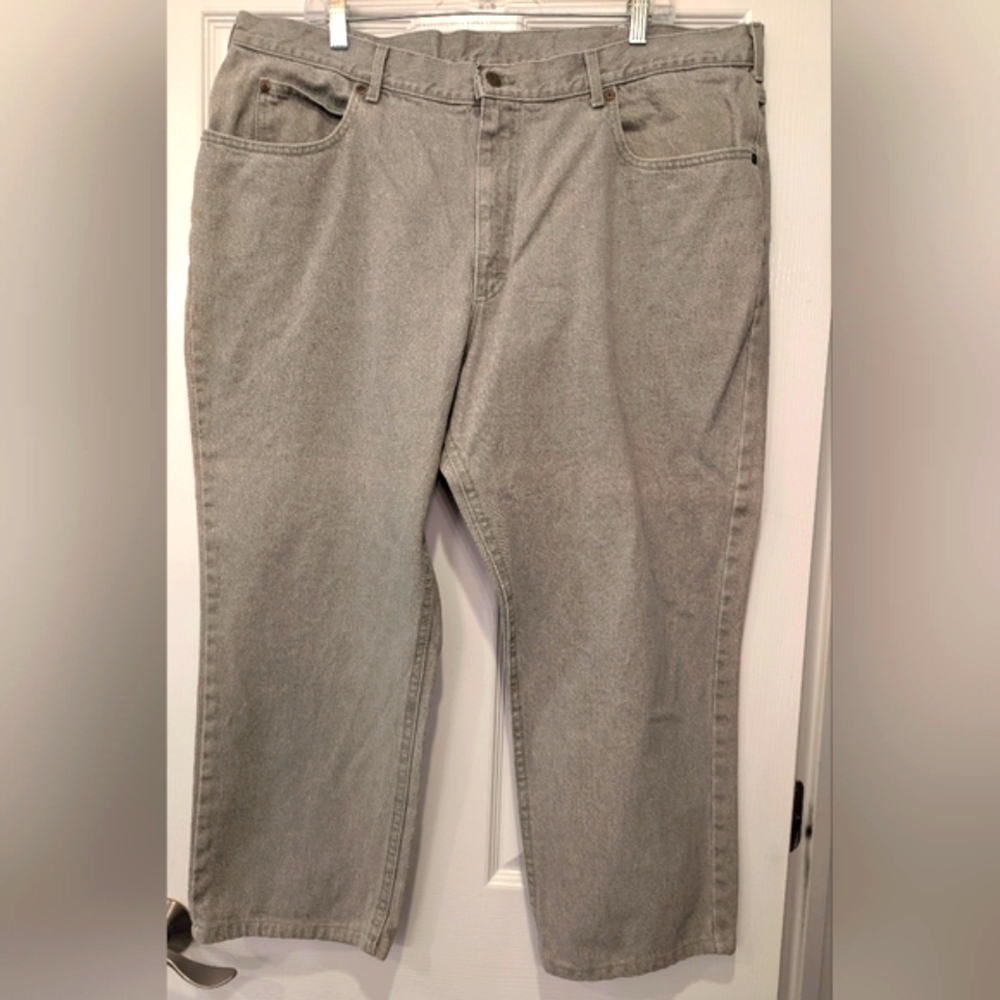 L.L. Bean men's gray jeans pants size 44 relaxed fit casual straight leg classic